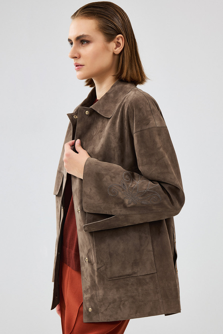 Jennifer Women's Mink Suede Leather Jacket