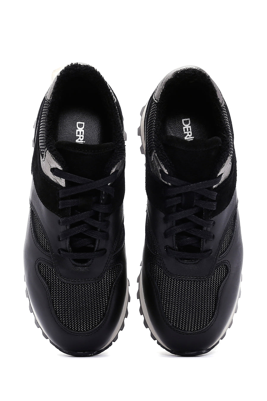 Kadın Siyah Kalın Tabanlı Deri Sneaker