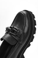 Kadın Siyah Kalın Tabanlı Deri Maskülen Loafer | Derimod
