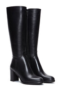 Women's Black Leather Heeled Boots | Derimod