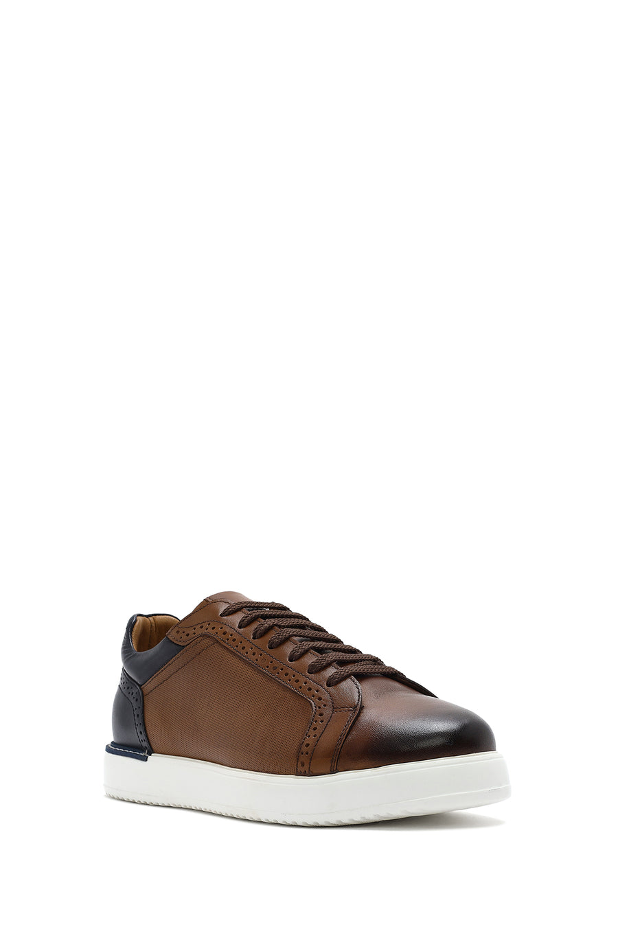 Erkek Taba Bağcıklı Deri Sneaker