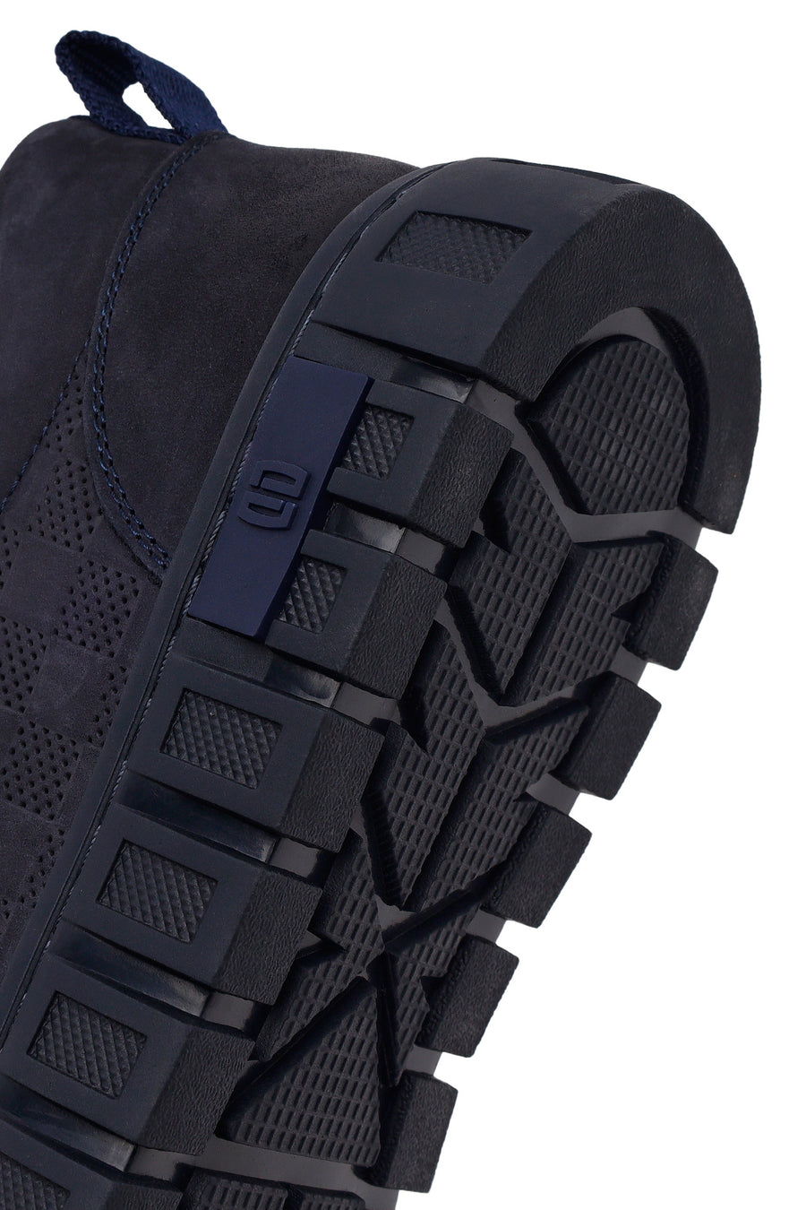 Erkek Lacivert Bağcıklı Kalın Tabanlı Nubuk Deri Sneaker