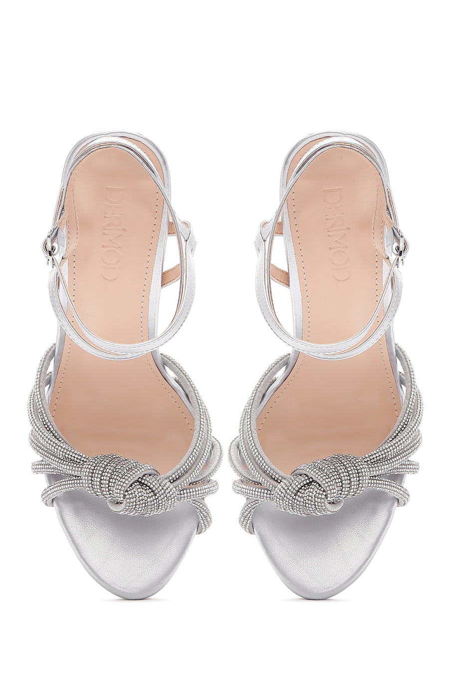Women's Silver Stone Thin Heel Sandals