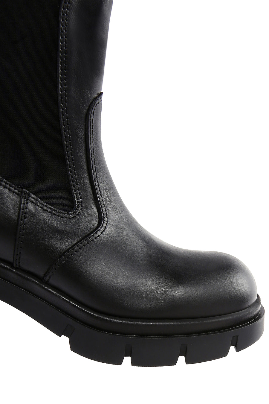 Women's Black Leather Heeled Chelsea Boots