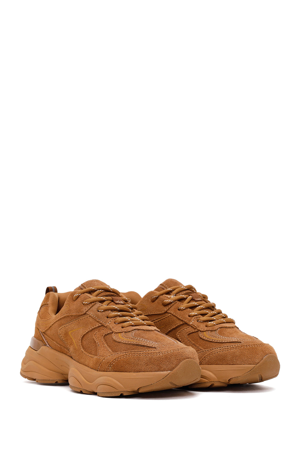 Kadın Vizon Bağcıklı Kalın Tabanlı Süet Deri Sneaker