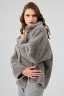 Luzern Women's Gray Reversible Teddy Coat | Derimod