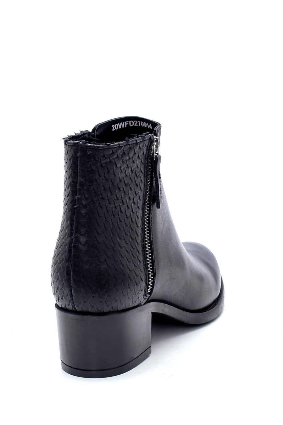 Women's Leather Zipper Detailed Heeled Boots
