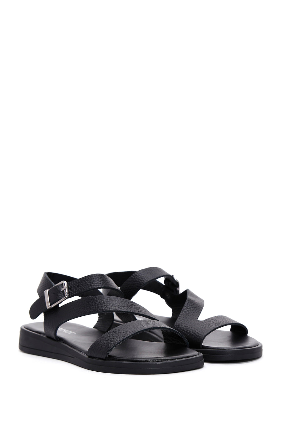 Women's Black Leather Comfort Sandals