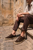 Erkek Kahverengi Kalın Tabanlı Süet Deri Sneaker | Derimod
