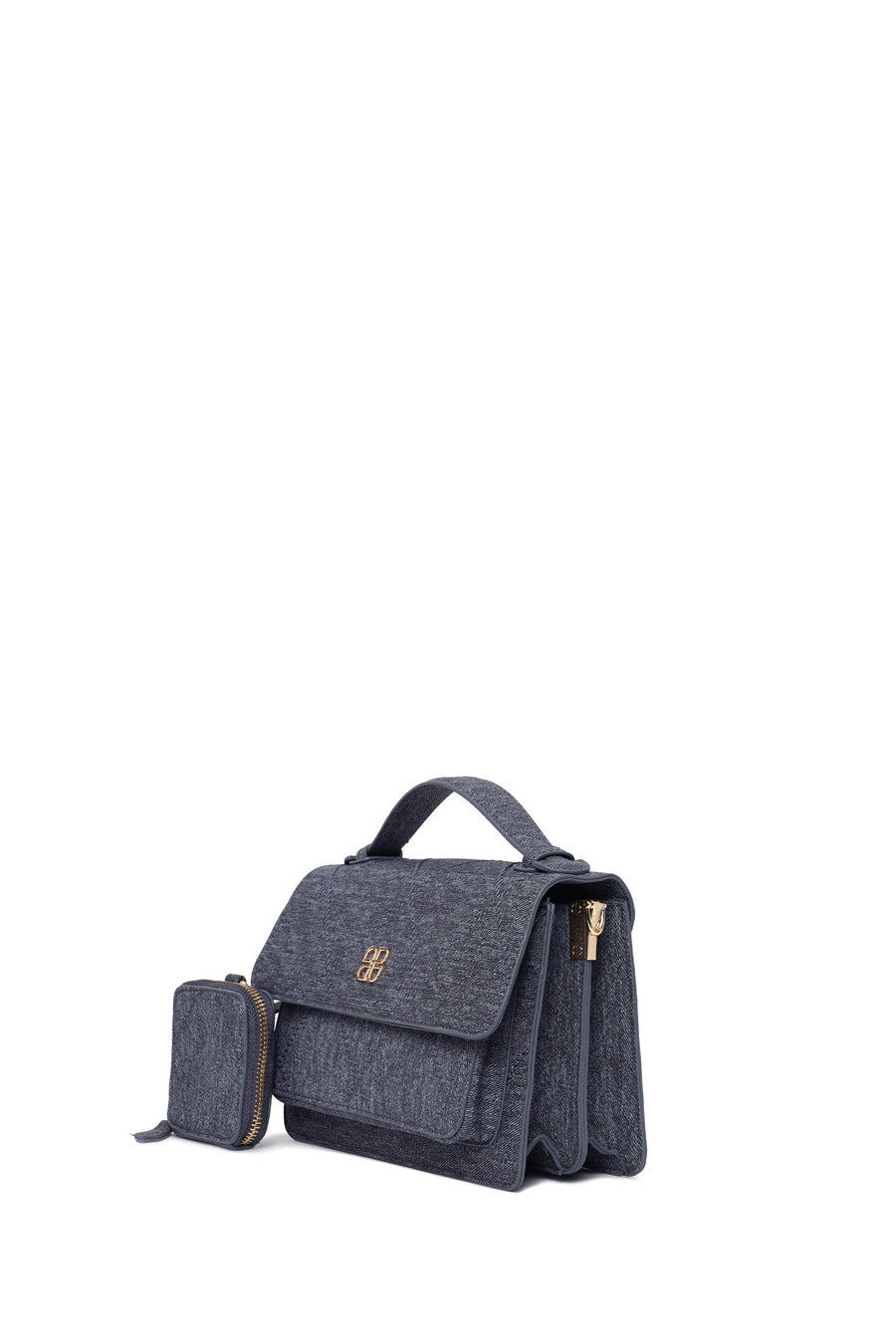Woman Anthracite Long-Strap Fabric Crossbody Bag