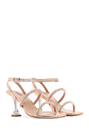 Women's Bronze Stone Heeled Sandals | Derimod