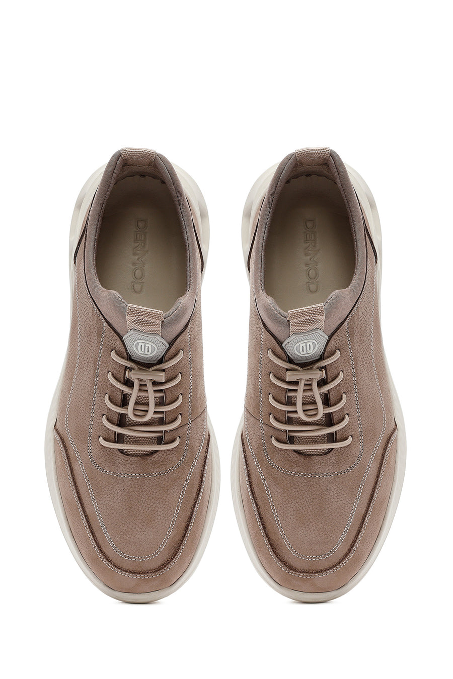 Erkek Vizon Bağcıklı Nubuk Deri Sneaker