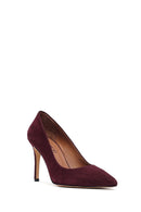 Kadın Bordo İnce Topuklu Süet Deri Stiletto | Derimod