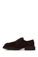 Male Brown Double-Buckle Thick-Soled Suede Casual Shoes | Derimod
