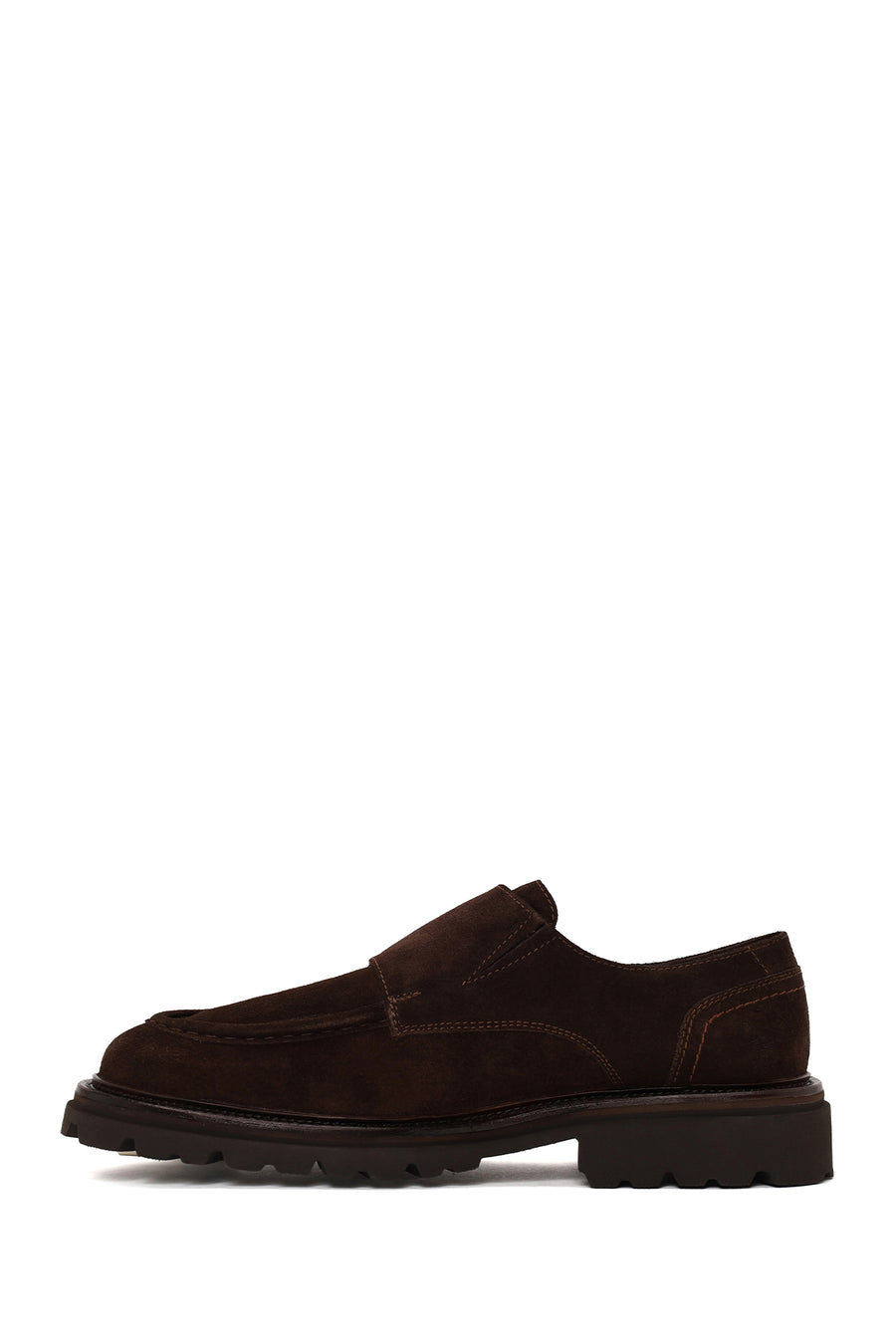 Male Brown Double-Buckle Thick-Soled Suede Casual Shoes