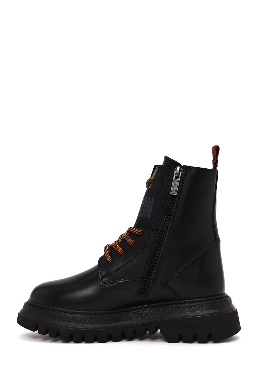 Harley Davidson Woman Black Becky Zip Closure Thick-Soled Leather Combat Boots