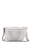 Women's White Long Strap Stone Cross Bag | Derimod