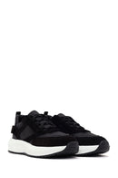 Woman Black Lace-up Thick-Soled Leather Sneaker | Derimod