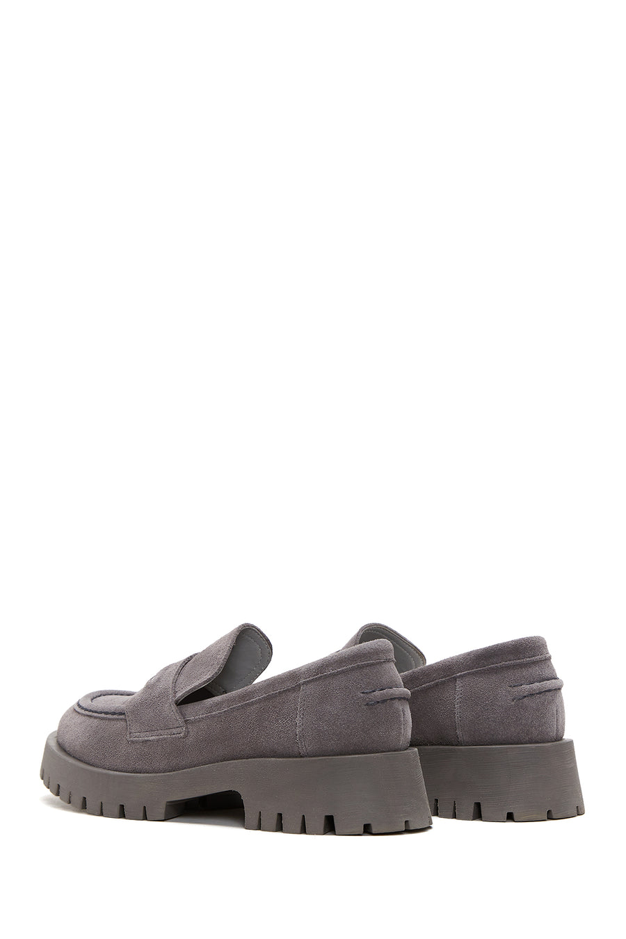 Women's Gray Leather Suede Masculine Loafer