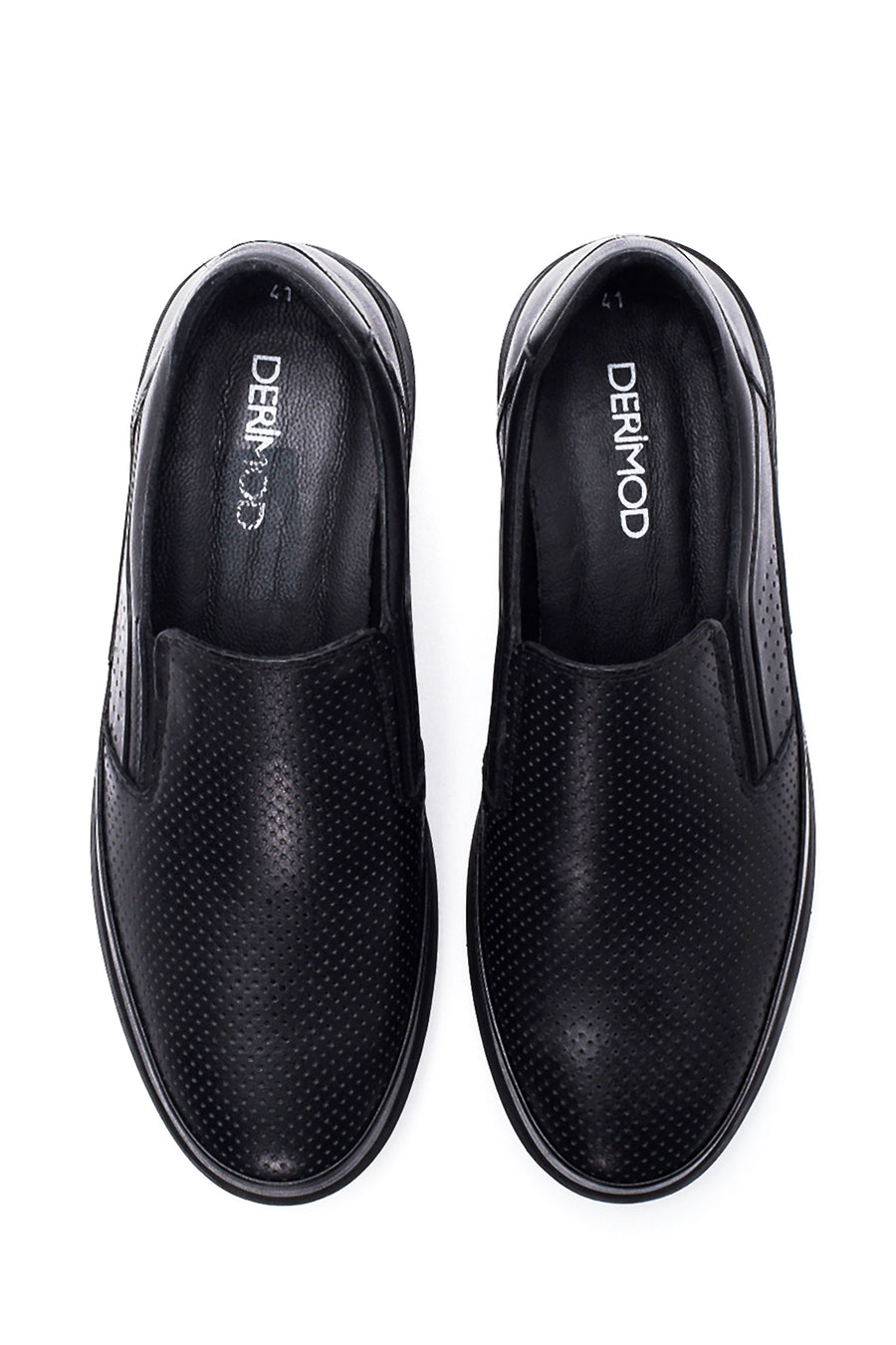 Erkek Siyah Deri Delikli Spor Loafer