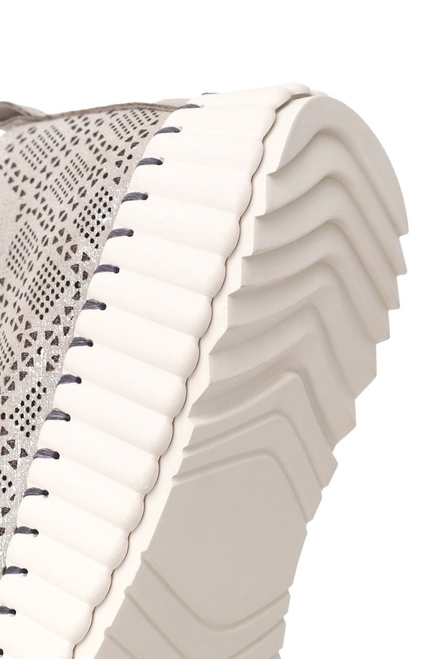 Woman Gray Lace-Up Thick-Soled Patterned Sneaker