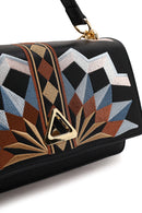 Woman Black Long-Strap Printed Shoulder Bag | Derimod