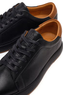 Erkek Siyah Bağcıklı Deri Sneaker | Derimod