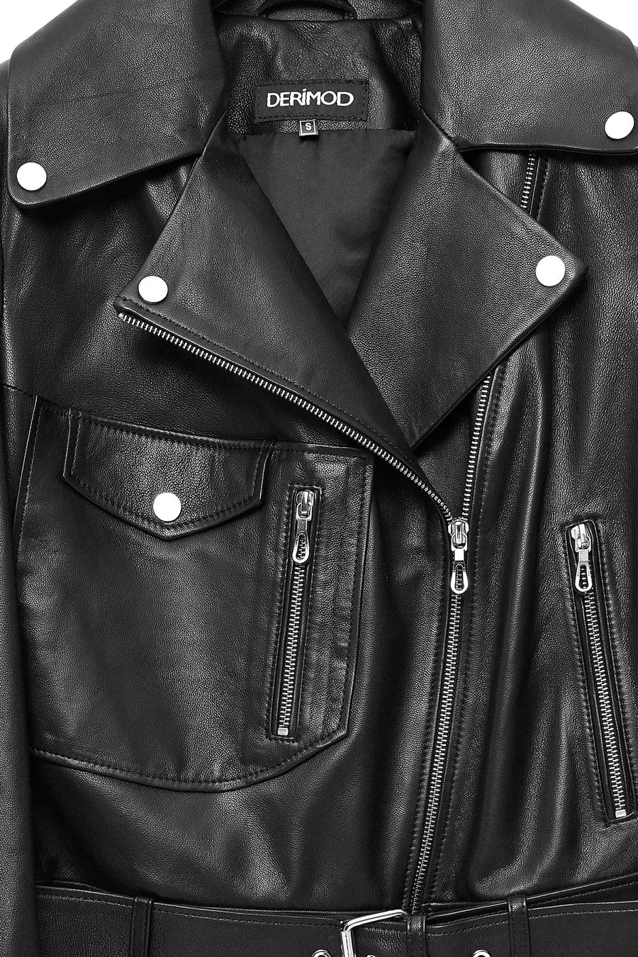 Atlantis Women's Black Double Breasted Leather Jacket