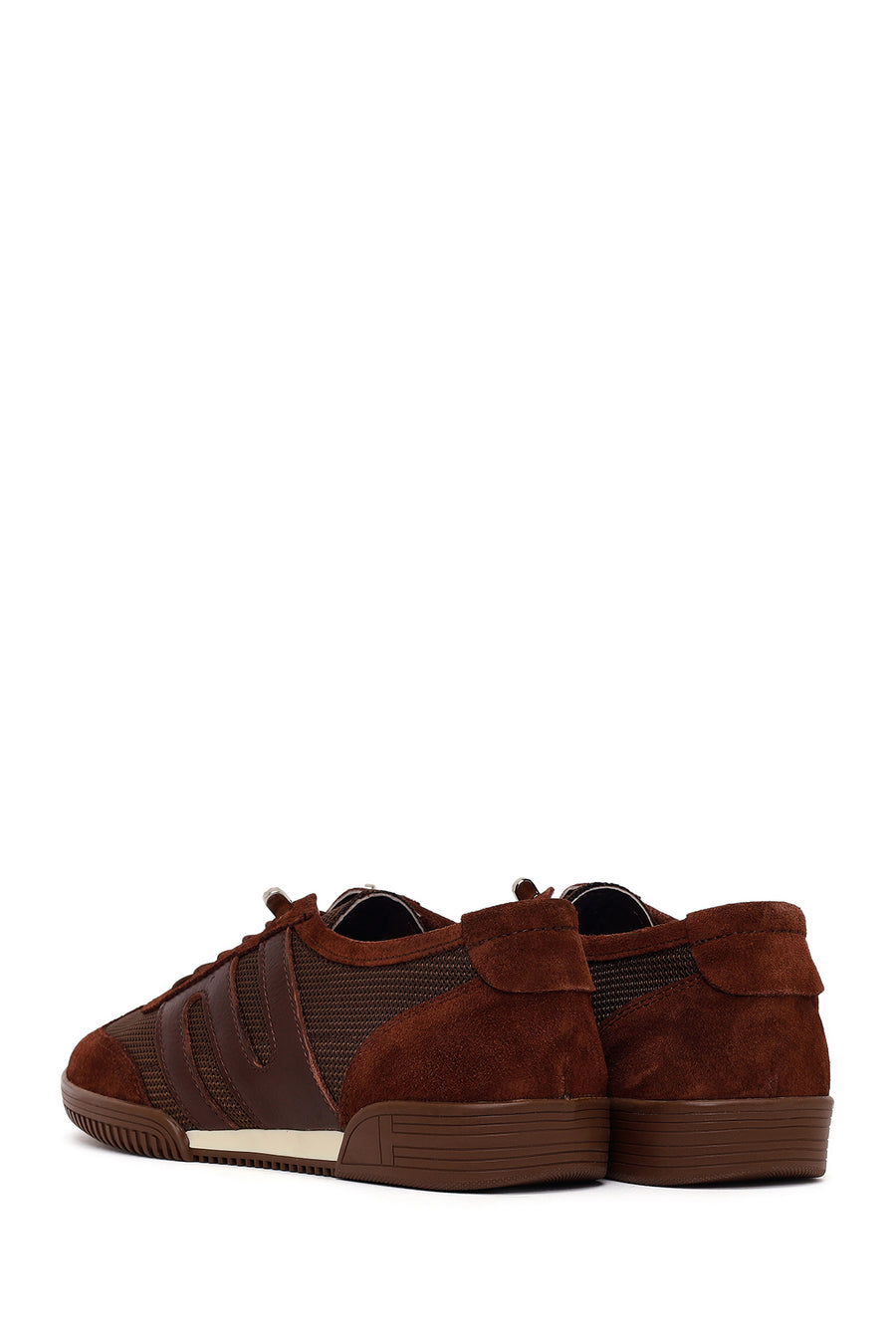 Woman Brown Lace-Up Leather Sneaker