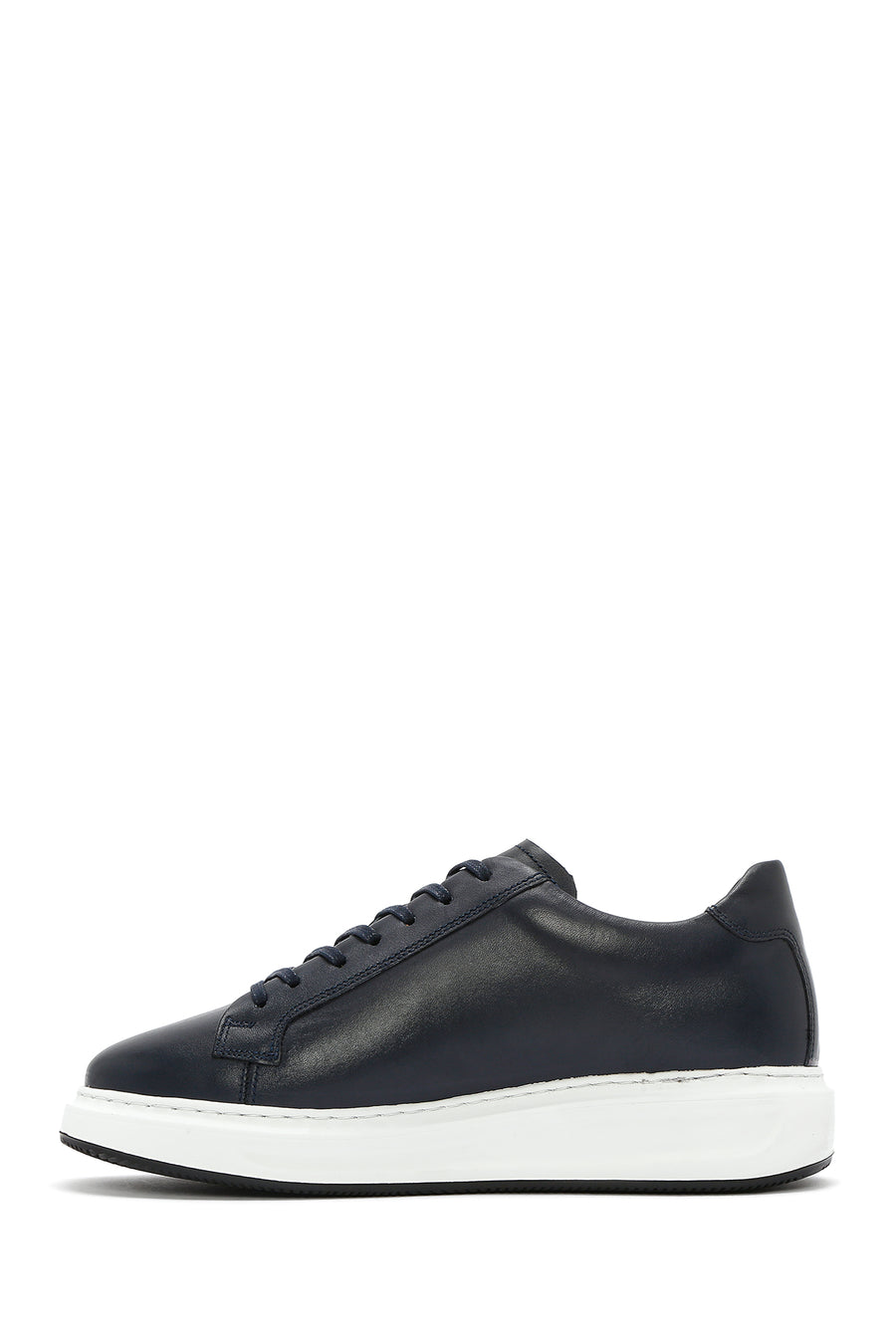 Men's Navy Blue Lace-Up Leather Sneaker