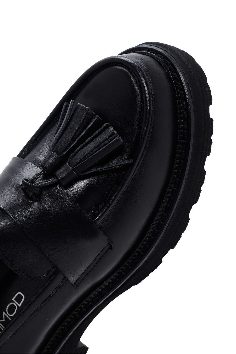 Women's Black Thick Soled Tasseled Casual Leather Loafer