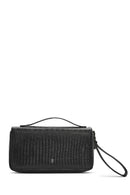 Men's Black Patterned Leather Wallet | Derimod