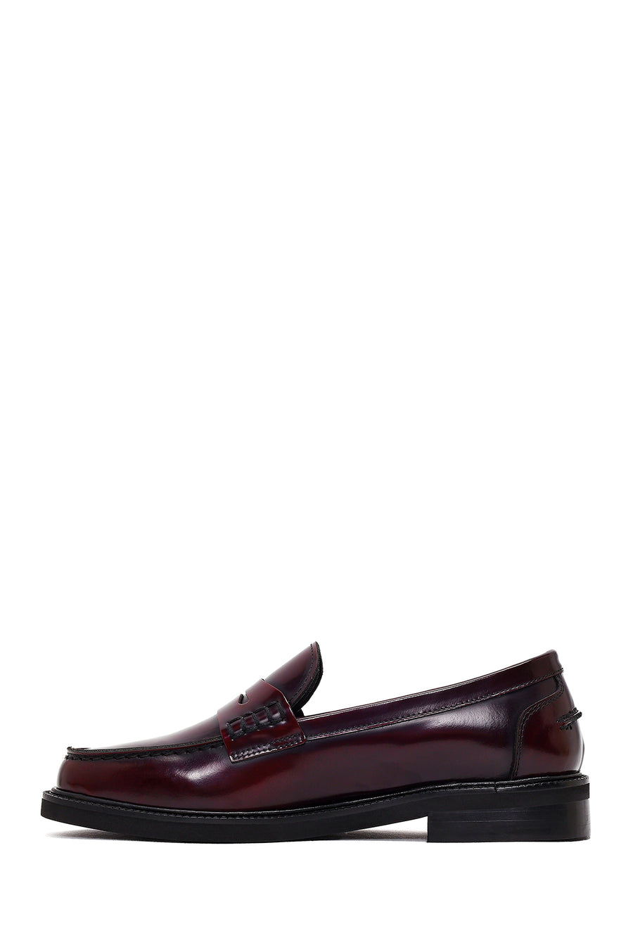 Kadın Bordo Deri Maskülen Loafer