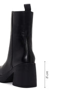 Woman Black Chunky Heeled Zip Closure Leather Boots | Derimod