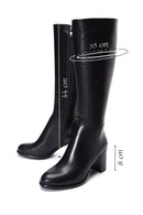 Women's Black Leather Heeled Boots | Derimod