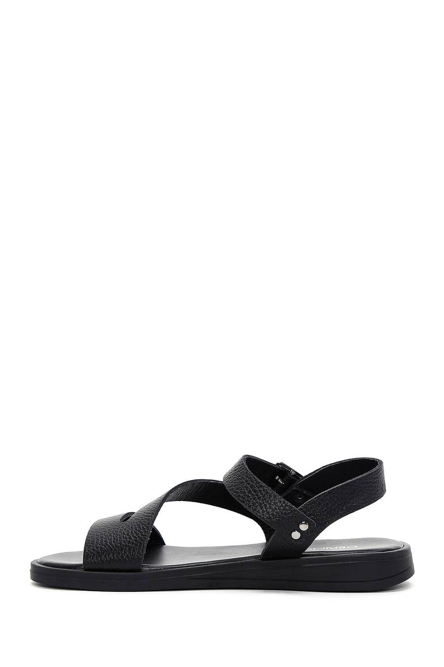 Women's Black Leather Comfort Sandals
