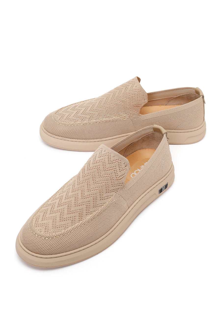 Erkek Bej Desenli Kumaş Loafer