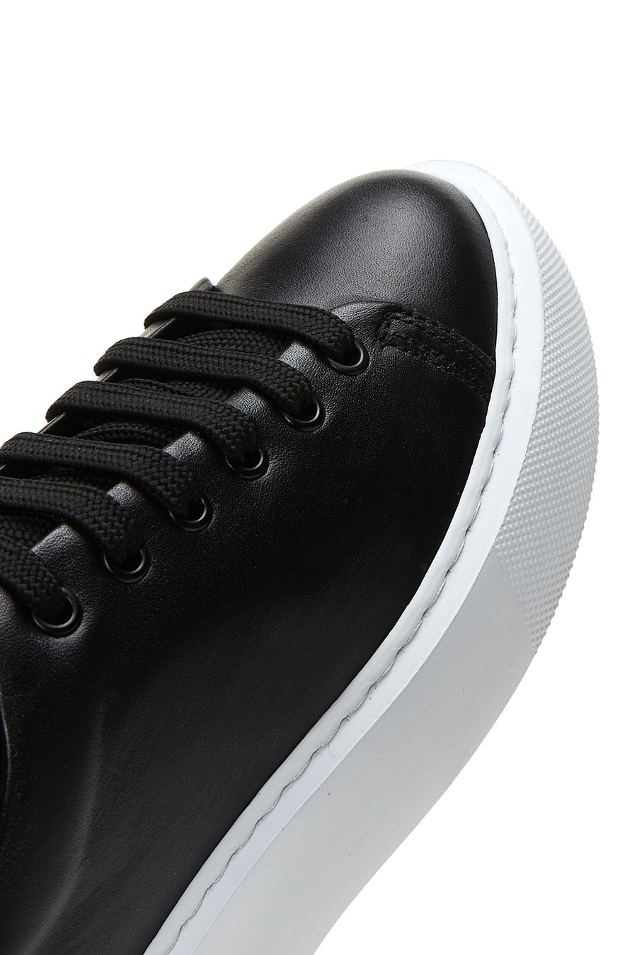 Kadın Siyah  Deri Kalın Tabanlı Sneaker