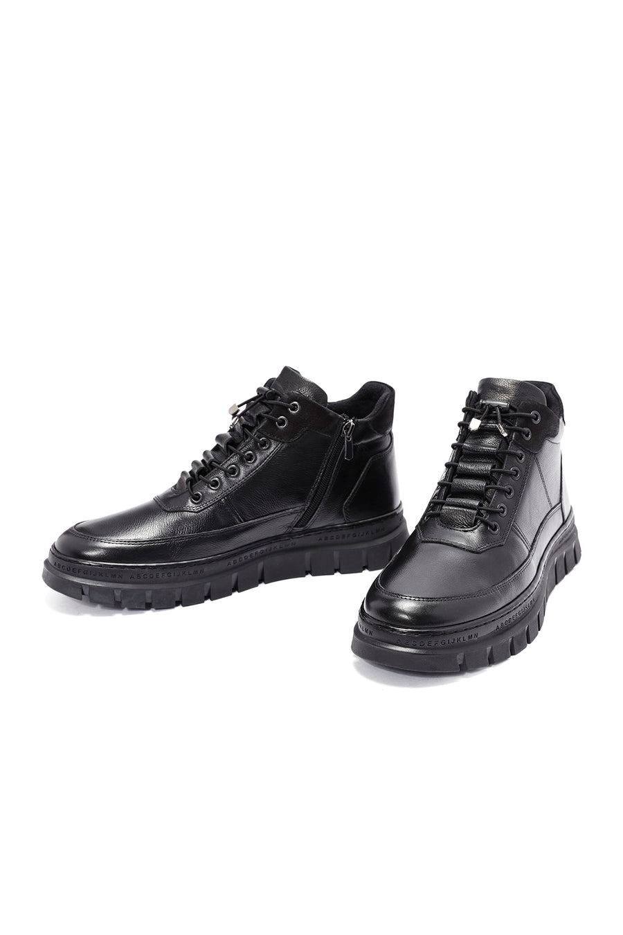 Men's Black Lace-Up Leather Casual Boots