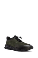 Men's Green Lace-Up Nubuck Leather Casual Sneaker | Derimod