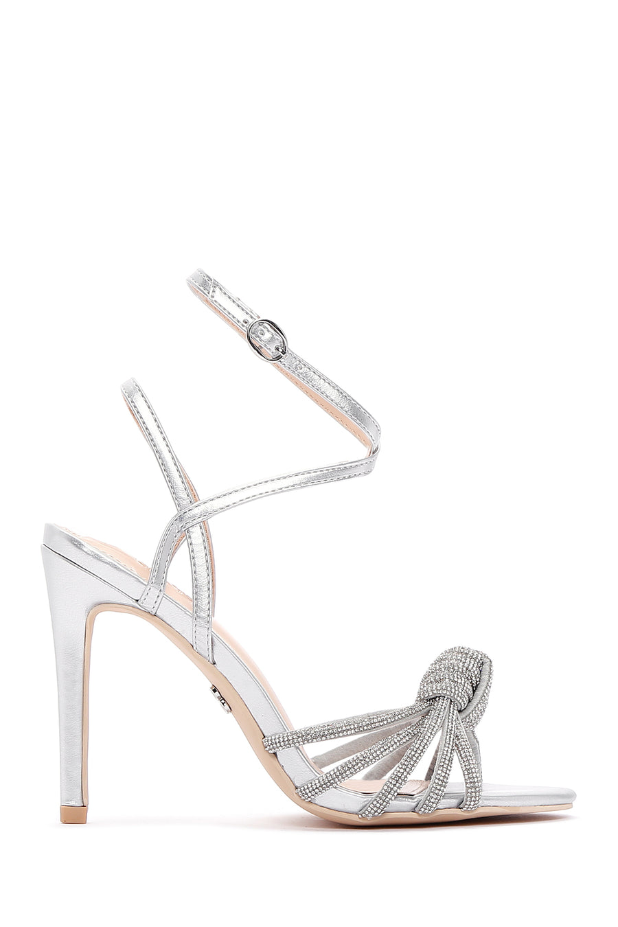 Women's Silver Stone Thin Heel Sandals 23SFE471214 | Derimod