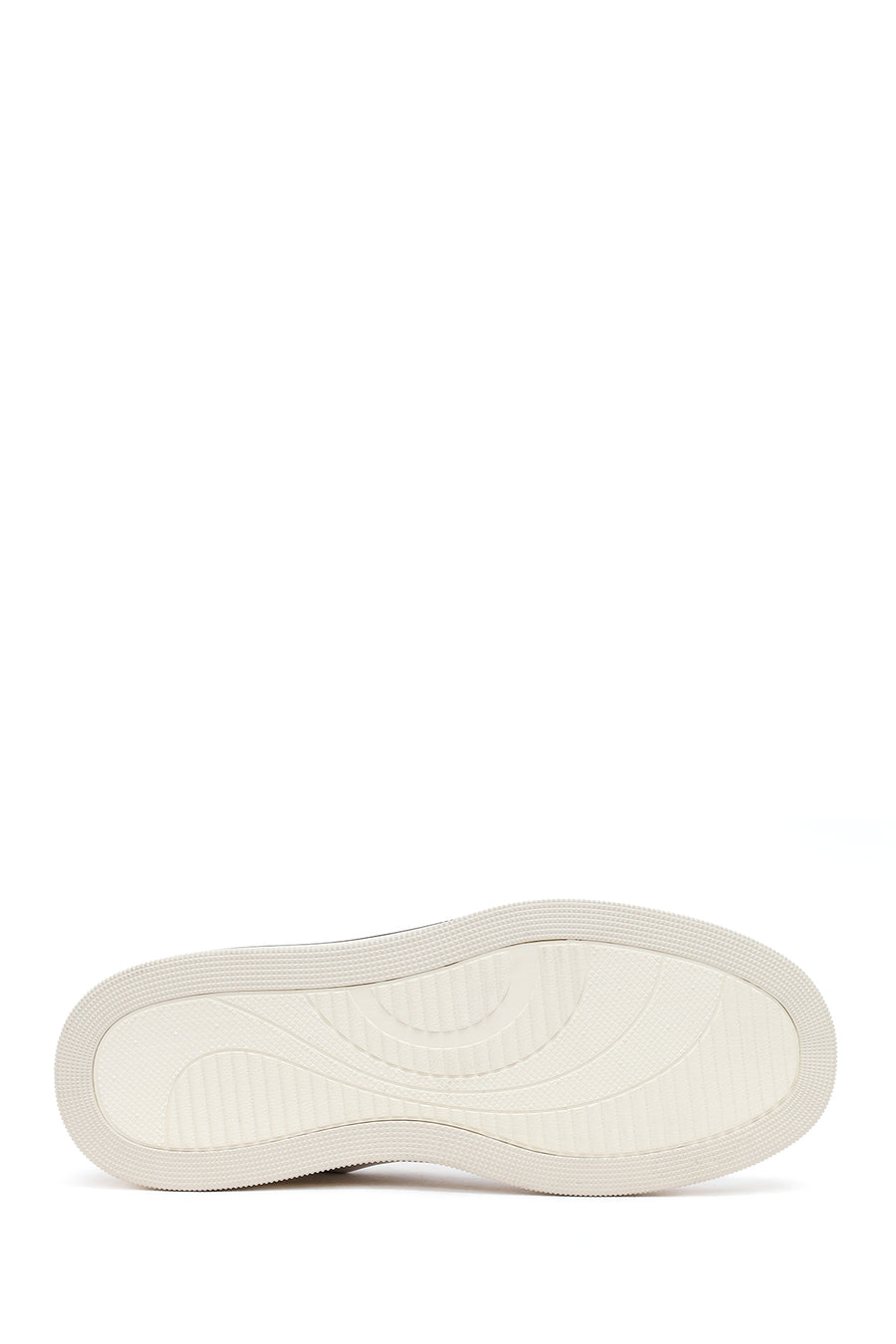 Erkek Beyaz Bağcıklı Kalın Tabanlı Deri Sneaker
