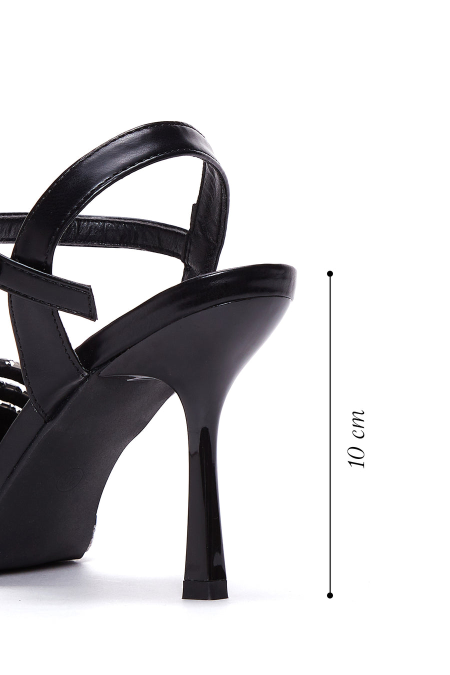 Women's Black Stone Heeled Sandals