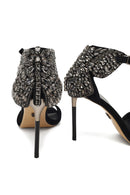 Women's Black Ankle Buckle Stone High Thin Heel Suede Leather Shoe | Derimod