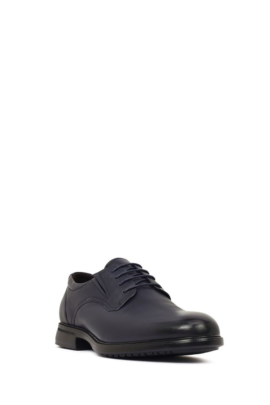 Men's Navy Blue Lace-up Classic Leather Shoes