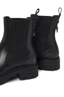 Woman Black Thick-Soled Leather Chelsea Boots | Derimod