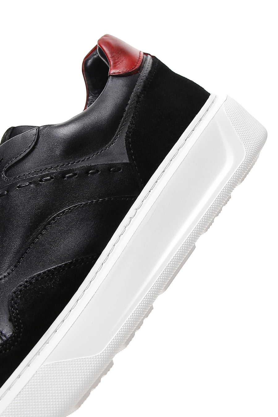 Erkek Siyah Deri Kalın Tabanlı Sneaker