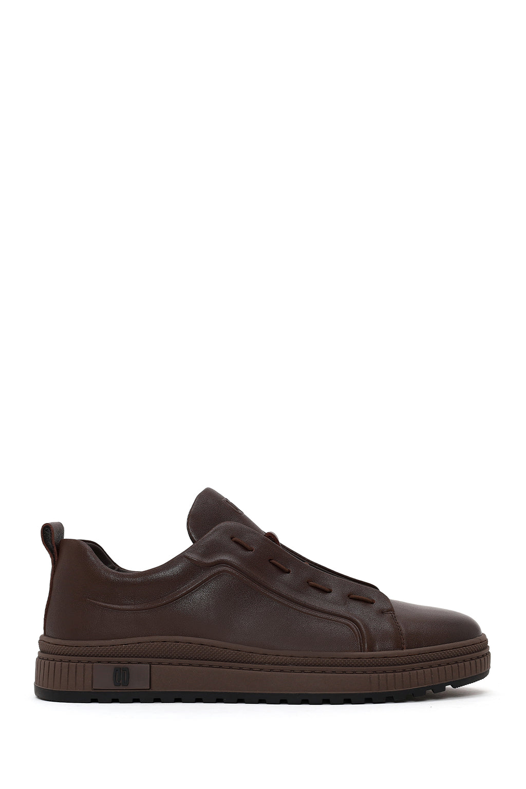 Erkek Kahverengi Bağcıklı Deri Sneaker