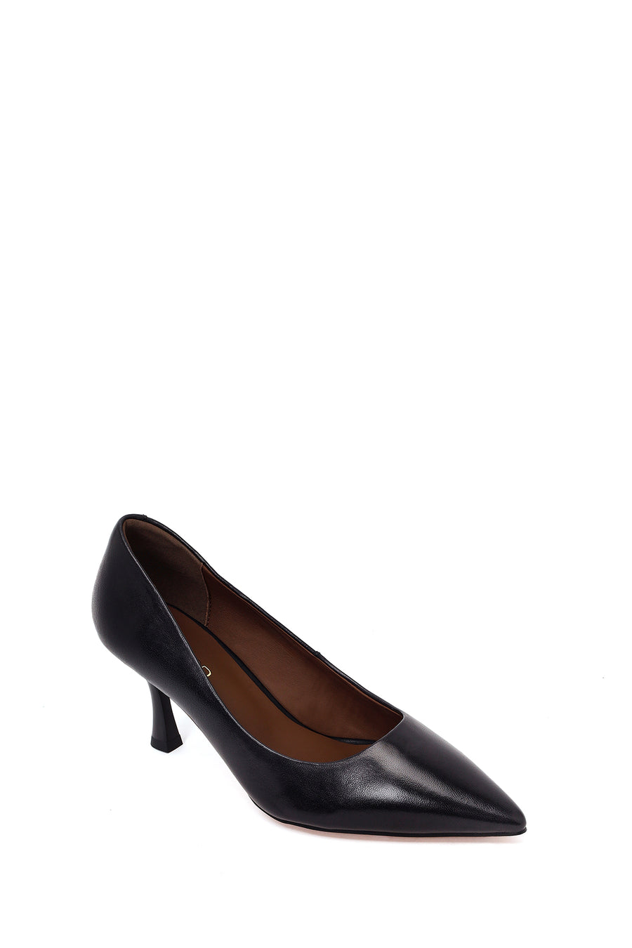 Woman Black Thin-Heeled Leather Stiletto