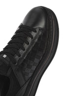 Erkek Siyah Bağcıklı Kalın Tabanlı Deri Sneaker | Derimod